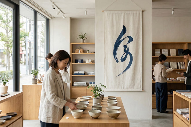 店舗空間でブランドイメージを演出するタペストリーと来店客