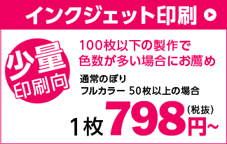 少量印刷向き インクジェット印刷